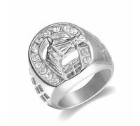 GleaMora Hip Hop Titane Acier Tête De Cheval Bague Simple Bague Or Argent Pour Hommes Personnalisé Tendance Noël Cadeau D’anniversaire