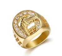 GleaMora Hip Hop Titane Acier Tête De Cheval Bague Simple Bague Or Argent Pour Hommes Personnalisé Tendance Noël Cadeau D’anniversaire