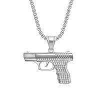 GleaMora Ins Style Collier Unisexe Tendance Hip Hop Titane Acier Collier Pistolet Pendentif Collier Noël Anniversaire Bijoux Cadeau