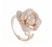 GleaMora Ins Style Luxe Léger avec Zircon Or Rose Argent Fleur Bague de Fiançailles pour Femmes Mariage Vogue Bijoux Cadeau