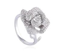 GleaMora Ins Style Luxe Léger avec Zircon Or Rose Argent Fleur Bague de Fiançailles pour Femmes Mariage Vogue Bijoux Cadeau