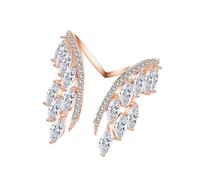 GleaMora Or Tendance Argent Rose Or Aile Forme Anneaux pour Femmes Personnalité Cubique Zircone Bague Réglable Fête Mariage Bijoux