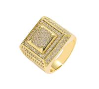 GleaMora Punk Hip Hop Avec Zircon Pour Hommes Bague Carrée Bague Personnalisée Tendance Saint Valentin Simple Léger Luxe Cadeau D’anniversaire