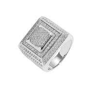 GleaMora Punk Hip Hop Avec Zircon Pour Hommes Bague Carrée Bague Personnalisée Tendance Saint Valentin Simple Léger Luxe Cadeau D’anniversaire