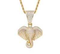 GleaMora Tête d’éléphant Hip Hop pendentif collier pour hommes collier personnalisé Saint-Valentin vacances fête d’anniversaire léger cadeau de luxe