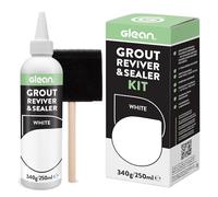 GLEAN Rénovateur et scellant de joints | joint carrelage raviver | Blanc | 340g | Restauration joint salle de bain | Comprend une pinceau en mousse | Rénovateur de joints résistant aux taches