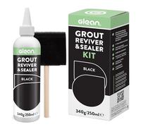 GLEAN Rénovateur et scellant de joints | joint carrelage raviver | Noir | 340g | Restauration joint salle de bain | Comprend une pinceau en mousse | Rénovateur de joints résistant aux taches