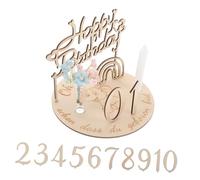 GLEAVI 1 Ensemble Accessoires D'assiette D'anniversaire Signe D'annonce De Naissance De Bébé Signes De Mois De Bébé Premier Tableau D'anniversaire Mois Bébé Jalon En Bois Beige