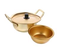 GLEAVI 1 ensemble de marmites à ramen : marmite à ramen à double poignée avec petit bol - marmite à nouilles avec couvercle en alliage d'aluminium à chauffage rapide pour la maison et les
