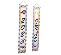 GLEAVI 1 Paire 2023 Rideaux De Porte Décoratifs Pour La Saison De Remise Des Diplômes Drôle Panneau De Porche De Remise Des Diplômes 2023 Faire La Fête Rose Polyester