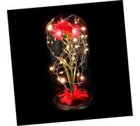 GLEAVI 1 Pièce Œillets Lumineux Simulés Mariage Rose Décor Floral Faux Artificiel pour Petit Moderne Lampes à Fleurs Allumer Une Fleur Abat-Jour Fleur Rouge Un Verre