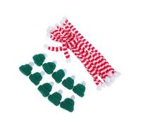 GLEAVI 10 Ensembles Mini Knit Christmas Hats and Scarves Soft Wool Yarn DIY Tiny Scarf Hat Covers for Wine Bottles Festive Holiday Craft Decorations