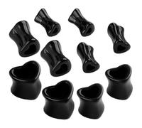 GLEAVI 10 Paires Bouchons d'Oreille en Acrylique Forme Cœur Écarteurs Oreilles 5Mm-8Mm-10Mm-12Mm Accessoires Piercing Punk Noirs Bijoux Corps pour Fêtes Cosplay