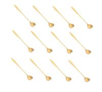 GLEAVI 12 Pièces Cuillère en forme de coeur plaquée or longue cuillère à café cuillère à poignée longue cuillère en plaqué or pour Acier inoxydable Golden