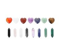 GLEAVI 15 Pièces Ensemble de Cristaux Reiki en Cristal 1 Pierre de Cœur et 8 Cristaux Hexagonaux Légers pour Reiki et Bijoux DIY Débutants en Pierres