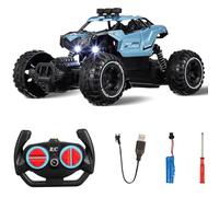 GLEAVI 16, Anti-Collision Moteur Puissant, Pneus Adhérents pour Extérieur, Camion Radiocommandé Gris Alliage, Jeu Garçon et Filles Robuste et Performant