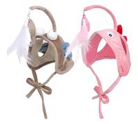 GLEAVI 2 Pièces Bâtonnet à Taquiner pour Chat Chat Portant Une Tête Interactif en Tissu Design Chapeau pour Intérieur Hiver