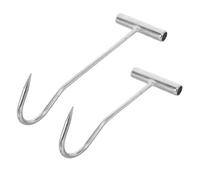 GLEAVI 2 Pièces Crochets Métal T pour Levage de Regard Outils Robustes Multifonctions pour Soulever Tirer et Déplacer Couvercles Égout Portes Roulantes Viande