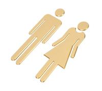 GLEAVI 2 pièces Plaques Signalétiques Salle Bain Dorées Adhésives Identification Pratique Wc Hommes Femmes Panneaux Muraux pour et Lavabos
