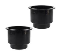 GLEAVI 2 Pièces Porte-gobelet Marin Encastré en Plastique Noir | Insertion sans Perçage, Maintient Bouteille et Tumbler Droits, Usage Pont ou Tableau de Bord