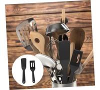 GLEAVI 2 pièces Set de Mini Spatules Silicone Rayures pour Cuisine Ustensiles de Cuisson Indispensables avec Suspendable Protection pour Poêles Antiadhésives Rangement Facile pour Maison
