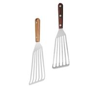 GLEAVI 2 pièces Spatule de Cuisine Acier Inoxydable pour Poisson et Steak Résistante Chaleur Surface Lisse et Facile à Nettoyer Ustensile Robuste pour Usage Domestique et Professionnel