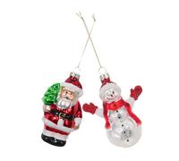 GLEAVI 2pièces Décoration Bonhomme Verre Figurine Père Noël Ornement Sapin Noël Deux Embellissement