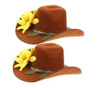 GLEAVI 2pièces Décorations pour Bouteilles De Vin Mini Chapeaux De Cow-Boy Cowgirl Western Housses De Bouteille Adorables Chapeaux Décoratifs Bouchons De