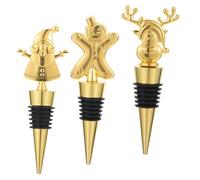 GLEAVI 3 pièces Bouchons de Bouteille de Bouchons Décoratifs Étanches pour Fête Bar et Mariage Conservation Fraîcheur Vin Lot de Designs Festifs Père Noël Renne Bonhomme