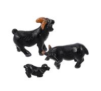GLEAVI 3 pièces Figurines de Chèvres Miniatures Noires Résine Lot de Modèles Réalistes pour Décor Micro-Paysage Ornements de Ferme et Jardin Féerique