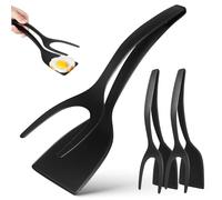GLEAVI 3 Pièces Spatule Silicone Grip And Flip Spatula Pince à Œufs Steak et Poisson pour Cuisine Non Scratch Outils de Cuisson Ergonomiques