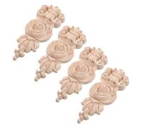 GLEAVI 4 pièces Appliques Bois Massif Non Peintes Décorations Angle Sculptées pour Meubles Stickers Décoratifs pour Portes et Armoires Style Européen Classique pour Chambre et Salon