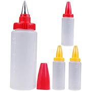 GLEAVI 4pièces Lot de Flacons Pâtisserie Transparents pour Décoration De Gâteaux Petits Tubes à Presser pour Glaçage Et Application Précise