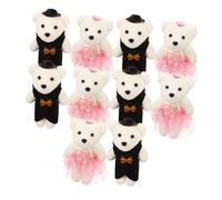 GLEAVI 5 Paires Peluches Ours Mariage Figurines Bride et Groom Décoration Adorable pour Événements Spéciaux de Confortable