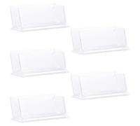 GLEAVI 5 Pièces Présentoir en Acrylique pour Cartes de Visite Transparent | Compact, Base Stable, Supporte Divers Formats, Léger, Style Moderne, Usage Bureau et Table