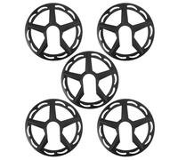 GLEAVI 5 Pièces Protège-Plateau Vélo 42 Dents 4 Trous | Plastique Noir, 5 Trous et 4 Fixations, pour Route et Sentiers, Chocs, Boue et Débris