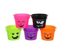 GLEAVI 5 Pièces Seaux Citrouille Halloween avec Poignée Paniers Colorés Portables pour Garçon Fille pour Bonbons et Friandises Lors de et Chasses Aux Bonbons
