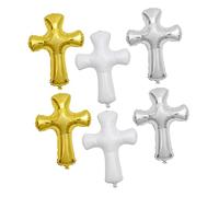 GLEAVI 6 pièces Ballons Forme de Croix Ballons de Baptême Décoratifs Aluminium pour Fête Religieuse et
