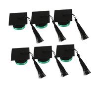 GLEAVI 6 Pièces Décoration De Chapeau De Docteur Petit Toppers Mini De Graduation Bouchon De Bouteille De Chapeau Favors De La Fête des Diplômes Green Feutrine