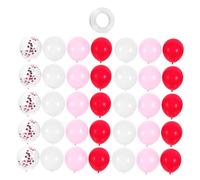 GLEAVI 80 pièces Ballons de Décoration Mariage Réutilisables Rouges Roses Blancs avec Paillettes pour Fête Saint Valentin et Arrière Plan Photo