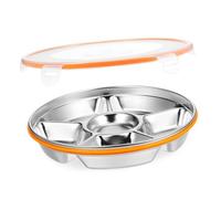 GLEAVI assiette en acier inoxydable bac à légumes compartiment plateau de service divisé salade clé assiette divisée alimentaire plateau de service de collations portable pp Réutilisable
