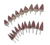 GLEAVI Assortiment de 20 Meules Abrasives Coniques à Lamelles Tige Kit de Têtes de Meulage pour Métal Bois et Plastique Grains 16-30 Compatible Perceuse et Meuleuse Électrique
