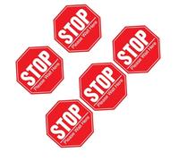 GLEAVI Autocollants Muraux Sol Imperméables Stop, 5 Feuilles Pvc Auto-adhésives Antidérapantes Rouges pour Signalisation de Sécurité, Avertissements Sanitaires pour Lieux Publics