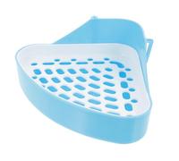 GLEAVI Bac à Litière pour Animaux Petits Grille Amovible en Plastique Abs, Mini Modèle Triangulaire Bleu, Hygiène Facile en Cage, Adapté Lapins, Cochons D’Inde Et Chinchillas
