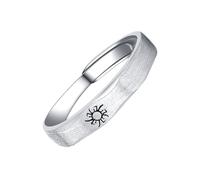 GLEAVI Bague de Couple Réglable en Argenté 925 S Anneau Ouvert Motif Soleil et Lune Bijou Créatif pour Hommes et Femmes Accessoire de Doigt Élégant pour Mariage et Anniversaire