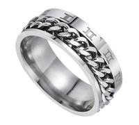 GLEAVI Bague Décorative Rotative Chiffres Romains en Acier Titane Argenté 7 Taille Unisexe pour Hommes Bijoux Chaîne Casual Soirée