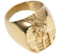 GLEAVI Bague pour Homme en Acier Inoxydable Doré Taille 12 Style Pharaon Égyptien Accessoire de Mode Élégant pour Fêtes et Occasions Spéciales