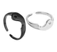 GLEAVI Bagues Yin Yang Ajustables pour Couple Anneaux Minimalistes Ouverts en Métal Noir et Blanc Bagues Assorties Décoratives pour Fiançailles Anniversaire et Saint-Valentin