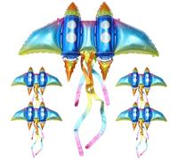 GLEAVI Ballons en Aluminium D'ailes de Fusée 5 Pièces Accessoire de Déguisement Fusée Léger Décoration de Fête pour Anniversaire Garçon et Filles Unisexe