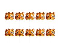 GLEAVI Ballons Tigre Gonflables en Aluminium Lot de 10, Accessoires de Décoration pour Fêtes d'Anniversaire et Nouvel An, Ballons Animaux Miniatures Orange et Noir pour Garçon et Filles